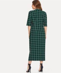 Women’s Plus Size Elegant Style Plaid Dress Dresses & Jumpsuits FASHION & STYLE cb5feb1b7314637725a2e7: Black|Green|White 