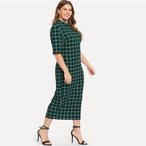 Women’s Plus Size Elegant Style Plaid Dress Dresses & Jumpsuits FASHION & STYLE cb5feb1b7314637725a2e7: Black|Green|White