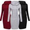 Women’s Long Hooded Dress Dresses & Jumpsuits FASHION & STYLE cb5feb1b7314637725a2e7: Black|Gray|Purple|Red|Royal Blue|Yellow