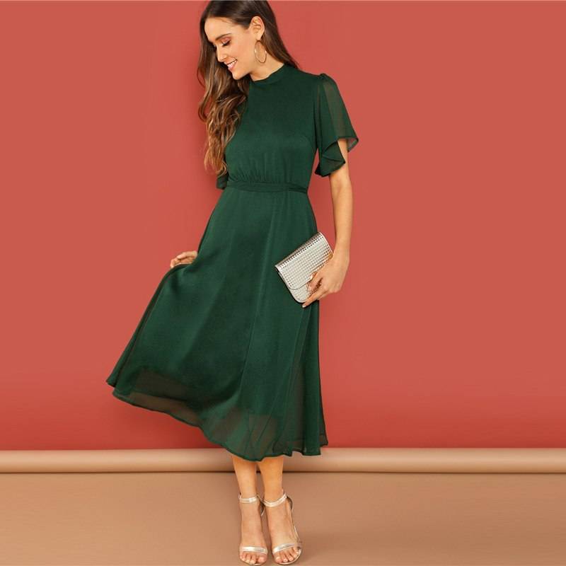 Green Casual Style Elegant Dress