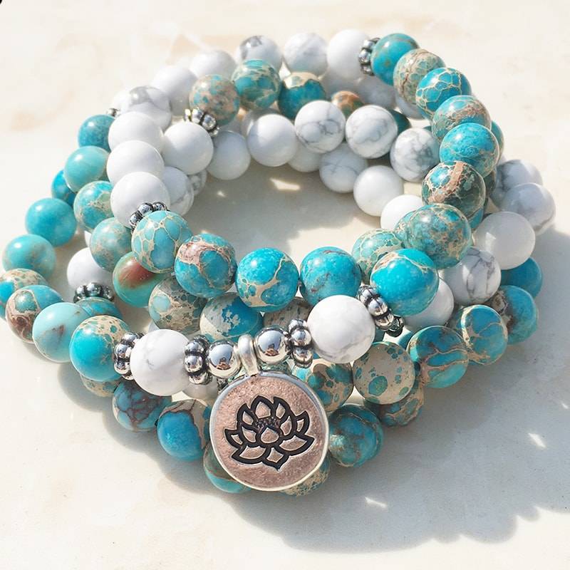 Fashion Natural Stone Bracelet with Lotus