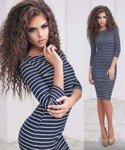 Women’s Striped Bodycon Dress Dresses & Jumpsuits FASHION & STYLE cb5feb1b7314637725a2e7: Black|White 