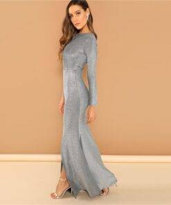 Women’s Silver Split Maxi Dress Dresses & Jumpsuits FASHION & STYLE cb5feb1b7314637725a2e7: Silver 