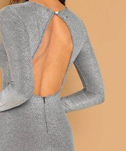 Women’s Silver Split Maxi Dress Dresses & Jumpsuits FASHION & STYLE cb5feb1b7314637725a2e7: Silver 