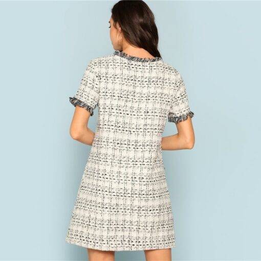 Women’s Plaid Shift Mini Dress Dresses & Jumpsuits FASHION & STYLE cb5feb1b7314637725a2e7: Gray