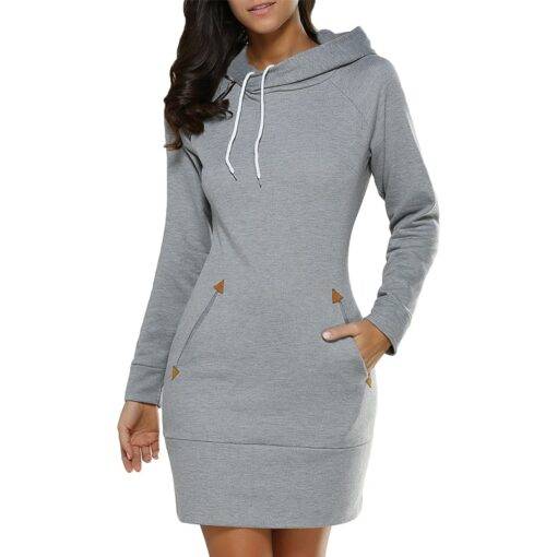 Women’s Sport Style Hooded Dress Dresses & Jumpsuits FASHION & STYLE cb5feb1b7314637725a2e7: Black|Dark Green|Dark Grey|Gray|Red