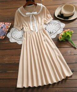 Women’s Cute Style Cotton Midi Dress Dresses & Jumpsuits FASHION & STYLE cb5feb1b7314637725a2e7: Beige|Blue 