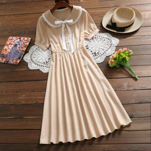 Women’s Cute Style Cotton Midi Dress Dresses & Jumpsuits FASHION & STYLE cb5feb1b7314637725a2e7: Beige|Blue