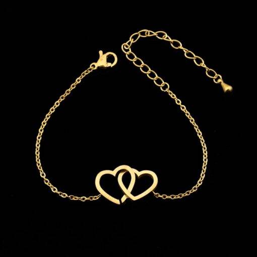 Double Heart Shaped Women’s Minimalistic Bracelet Bracelets & Bangles JEWELRY & ORNAMENTS Pearls & Gemstones 8d255f28538fbae46aeae7: Gold|Rose|Silver