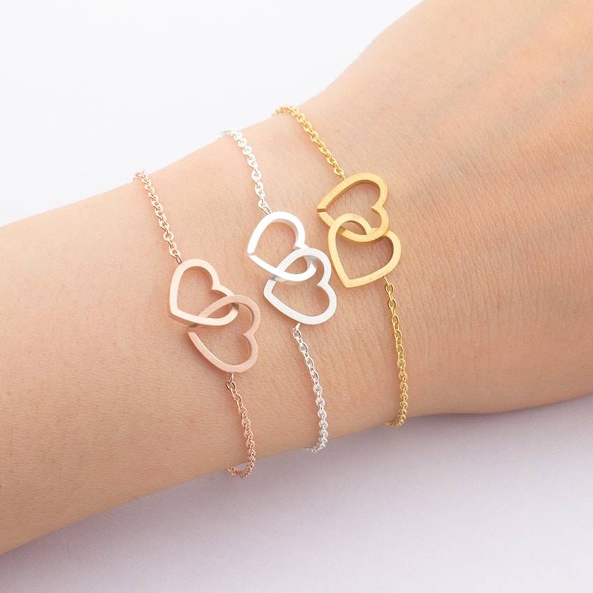 Double Heart Shaped Women's Minimalistic Bracelet