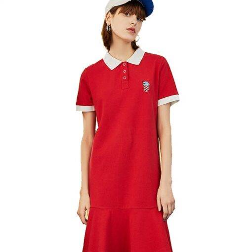 Women’s Casual Dress with Collar Dresses & Jumpsuits FASHION & STYLE cb5feb1b7314637725a2e7: Red|White