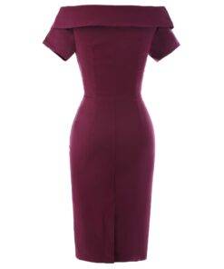 Elegant Vintage Summer Off-Shoulder Women’s Pencil Dress Dresses & Jumpsuits FASHION & STYLE cb5feb1b7314637725a2e7: Black|Green|Navy Blue|Wine Red 