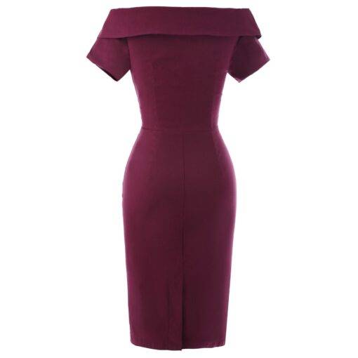 Elegant Vintage Summer Off-Shoulder Women’s Pencil Dress Dresses & Jumpsuits FASHION & STYLE cb5feb1b7314637725a2e7: Black|Green|Navy Blue|Wine Red