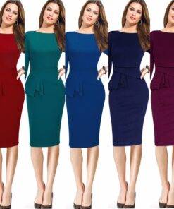 Exquisite Elegant Casual Cotton Women’s Pencil Dress Dresses & Jumpsuits FASHION & STYLE cb5feb1b7314637725a2e7: Blue|Burgundy|Dark Blue|Red