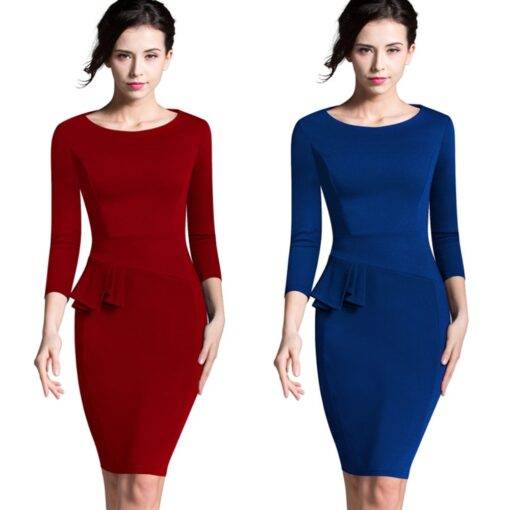 Exquisite Elegant Casual Cotton Women’s Pencil Dress Dresses & Jumpsuits FASHION & STYLE cb5feb1b7314637725a2e7: Blue|Burgundy|Dark Blue|Red