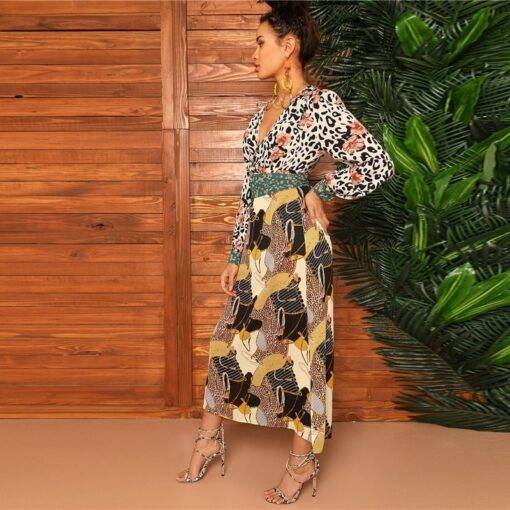 Women’s Boho Style Leopard Print Maxi Dress Dresses & Jumpsuits FASHION & STYLE cb5feb1b7314637725a2e7: Multi