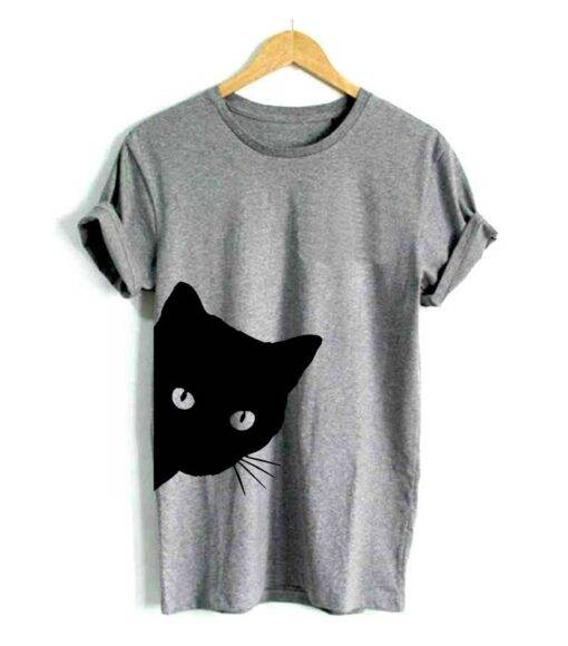 Women’s Cat Printed T-Shirt Dresses & Jumpsuits FASHION & STYLE cb5feb1b7314637725a2e7: Black|Gray|White