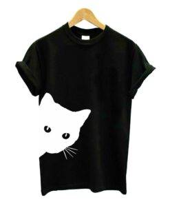 Women’s Cat Printed T-Shirt Dresses & Jumpsuits FASHION & STYLE cb5feb1b7314637725a2e7: Black|Gray|White 