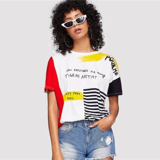 Women’s Colorful Summer T-Shirt Dresses & Jumpsuits FASHION & STYLE cb5feb1b7314637725a2e7: Multicolor