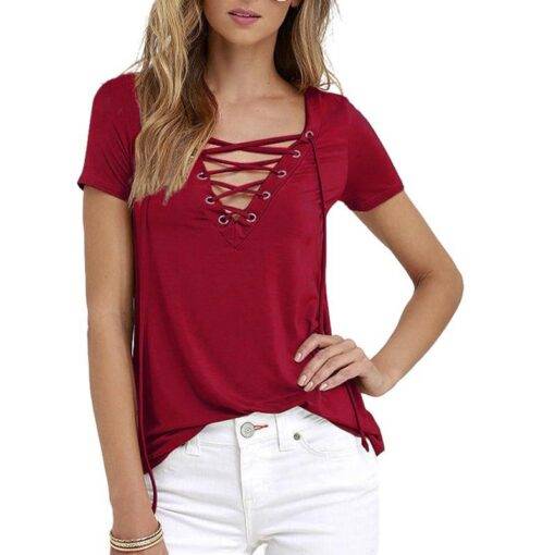 Women’s Casual Lace-Up Blouse Dresses & Jumpsuits FASHION & STYLE cb5feb1b7314637725a2e7: Black|Blue|Burgundy|Gray|Grey|Khaki|Light Blue|Pink|Red|Rose|White|Wine Red