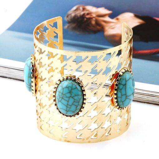 Vintage Cuff Bracelet for Women Bracelets & Bangles JEWELRY & ORNAMENTS Pearls & Gemstones 62cd78dfd1979f0f49311b: Gold / Blue|Silver / Red