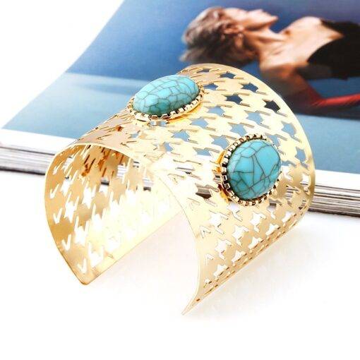 Vintage Cuff Bracelet for Women Bracelets & Bangles JEWELRY & ORNAMENTS Pearls & Gemstones 62cd78dfd1979f0f49311b: Gold / Blue|Silver / Red