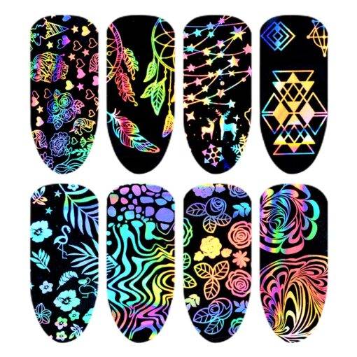 Holographic Rainbow Nail Stickers 8 Pcs Set BEAUTY & SKIN CARE Nail Art Supplies Item Type: Sticker & Decal