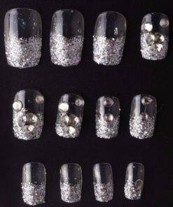 Crystal Snowflakes False Nails 24 Pcs BEAUTY & SKIN CARE Nail Art Supplies Nail Width: 1.5-0.8cm 