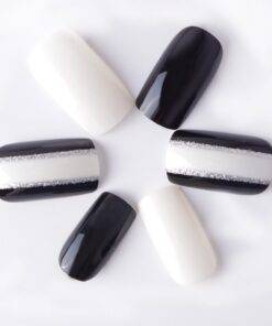 Geometric Style False Nails 24 Pcs Set BEAUTY & SKIN CARE Nail Art Supplies cb5feb1b7314637725a2e7: Black and White 