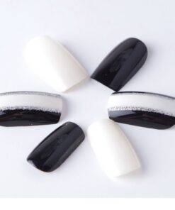 Geometric Style False Nails 24 Pcs Set BEAUTY & SKIN CARE Nail Art Supplies cb5feb1b7314637725a2e7: Black and White 