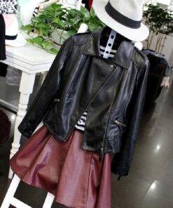 Women’s Leather Jacket Coats, Suits & Blazers FASHION & STYLE cb5feb1b7314637725a2e7: Black|Red 