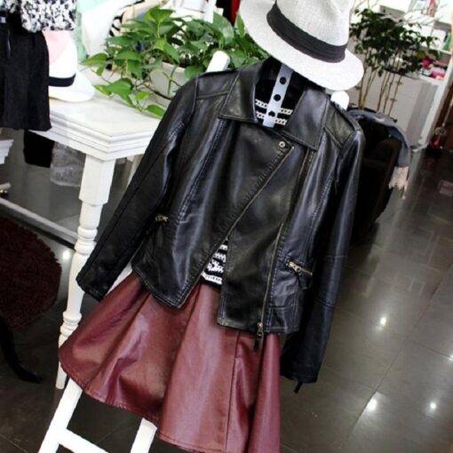 Women’s Leather Jacket Coats, Suits & Blazers FASHION & STYLE cb5feb1b7314637725a2e7: Black|Red
