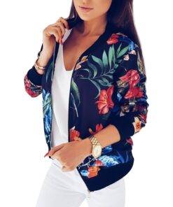 Women’s Up to 5XL Size Floral Printed Casual Jacket Coats, Suits & Blazers FASHION & STYLE cb5feb1b7314637725a2e7: Black|White