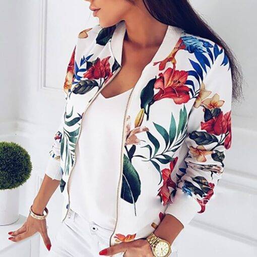 Women’s Up to 5XL Size Floral Printed Casual Jacket Coats, Suits & Blazers FASHION & STYLE cb5feb1b7314637725a2e7: Black|White