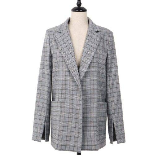 Women’s Classic Checkered Office Jacket Coats, Suits & Blazers FASHION & STYLE cb5feb1b7314637725a2e7: Grey