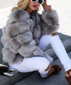 Women’s Fluffy Fur Coat Coats, Suits & Blazers FASHION & STYLE cb5feb1b7314637725a2e7: Black|Gray|Pink 