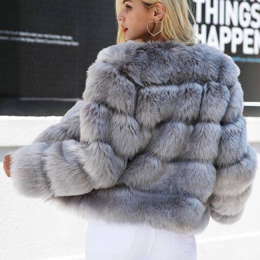 Women’s Fluffy Fur Coat Coats, Suits & Blazers FASHION & STYLE cb5feb1b7314637725a2e7: Black|Gray|Pink