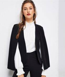 Women’s Black Cloak Blazer Coats, Suits & Blazers FASHION & STYLE cb5feb1b7314637725a2e7: Black 