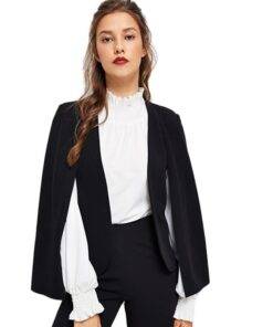 Women’s Black Cloak Blazer Coats, Suits & Blazers FASHION & STYLE cb5feb1b7314637725a2e7: Black 