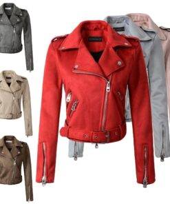 Women’s Belted Crop Biker Jacket Coats, Suits & Blazers FASHION & STYLE cb5feb1b7314637725a2e7: Beige|Black|Blue|Brown|Dark Grey|Pink|Red