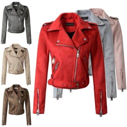 Women’s Belted Crop Biker Jacket Coats, Suits & Blazers FASHION & STYLE cb5feb1b7314637725a2e7: Beige|Black|Blue|Brown|Dark Grey|Pink|Red