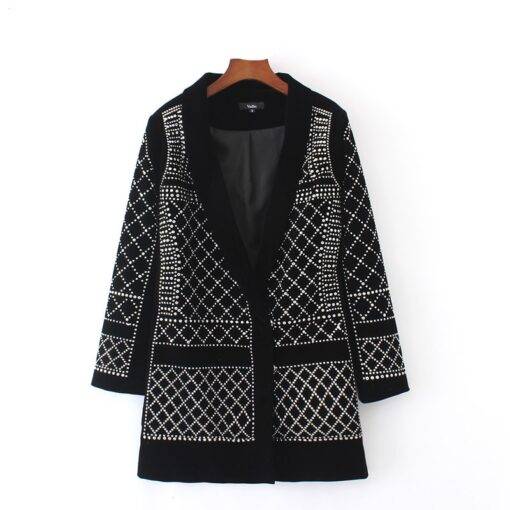 Women’s Geometric Patterned Blazer Coats, Suits & Blazers FASHION & STYLE cb5feb1b7314637725a2e7: Black and White