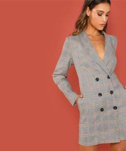 Women’s Elegant Double Breasted Blazer Coats, Suits & Blazers FASHION & STYLE cb5feb1b7314637725a2e7: Gray