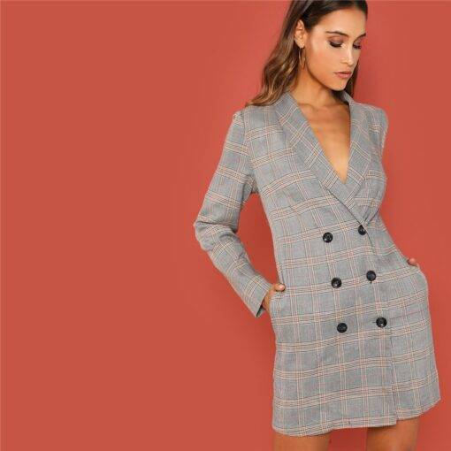 Women’s Elegant Double Breasted Blazer Coats, Suits & Blazers FASHION & STYLE cb5feb1b7314637725a2e7: Gray