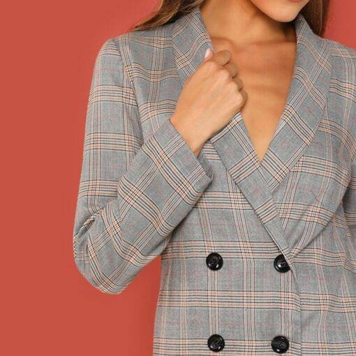 Women’s Elegant Double Breasted Blazer Coats, Suits & Blazers FASHION & STYLE cb5feb1b7314637725a2e7: Gray