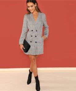 Women’s Elegant Double Breasted Blazer Coats, Suits & Blazers FASHION & STYLE cb5feb1b7314637725a2e7: Gray 