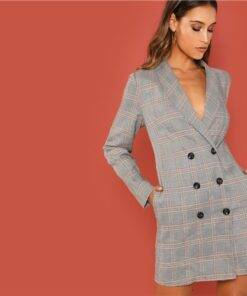 Women’s Elegant Double Breasted Blazer Coats, Suits & Blazers FASHION & STYLE cb5feb1b7314637725a2e7: Gray