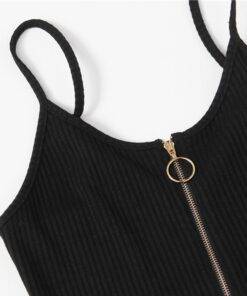 Women’s O-Ring Zipper Black Cami Bodysuit Body Suits FASHION & STYLE cb5feb1b7314637725a2e7: Black 