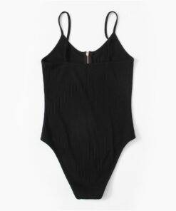 Women’s O-Ring Zipper Black Cami Bodysuit Body Suits FASHION & STYLE cb5feb1b7314637725a2e7: Black 