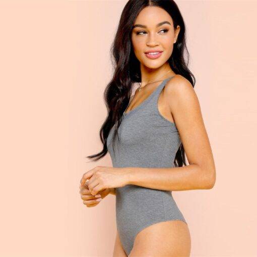 Women’s Gray Casual Style Bodysuit Body Suits FASHION & STYLE cb5feb1b7314637725a2e7: Gray